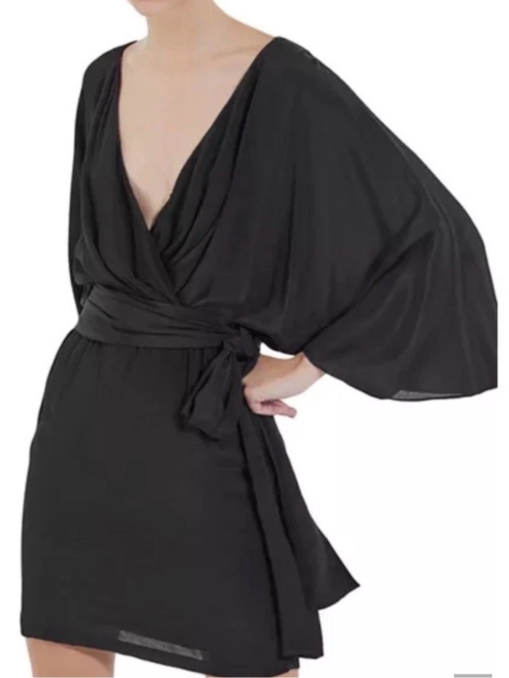 The Kooples Short Belted Modern Kimono Dress in Silk/Viscose  NWT
